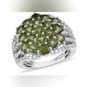 Gorgeous Green and Moissanite ring